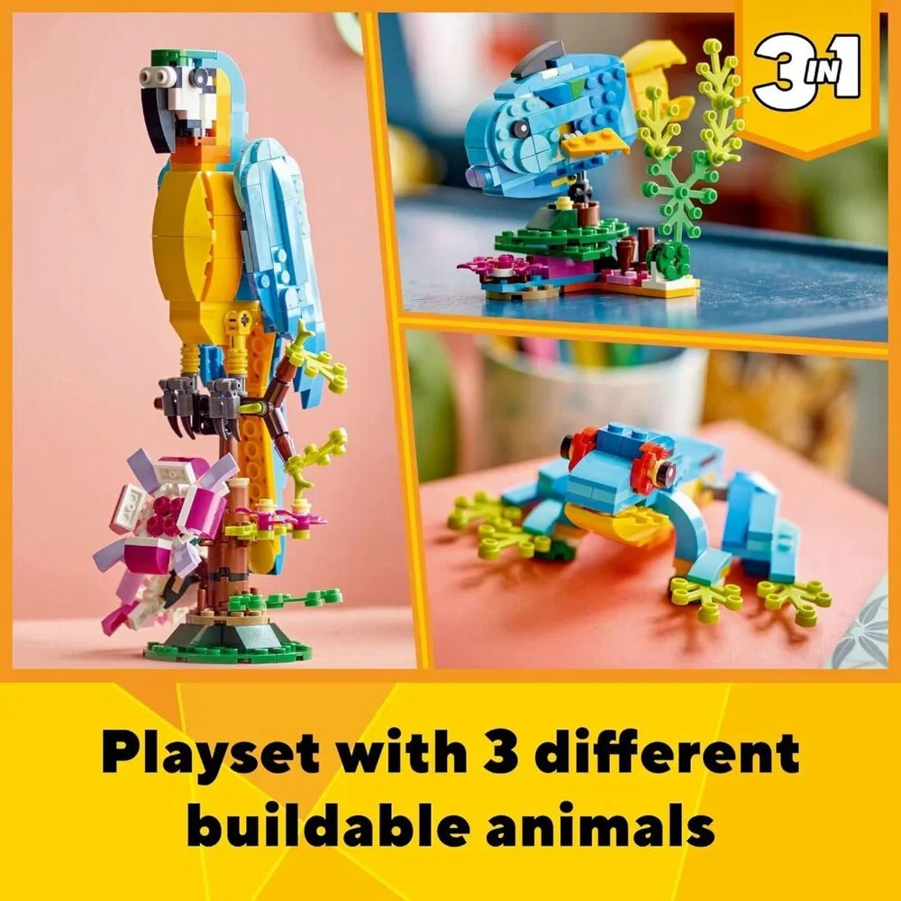 Lego Creator 3in1 Exotic Parrot Macaw Fish Frog Lego Set 253 Pieces EASTER GIFT - Picture 9 of 15
